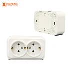 EU type abs 16a surface mounted double schuko socket 220v oem wall socket
