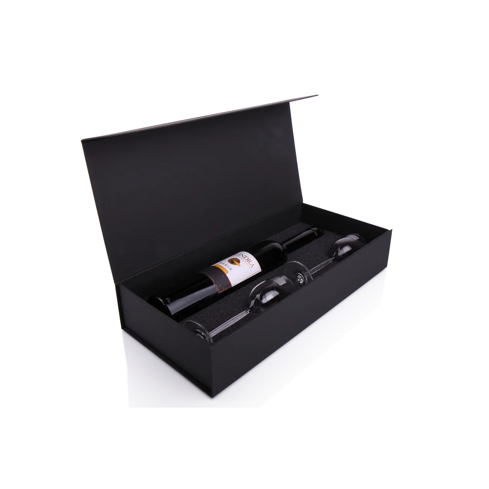 book style cardboard gift box with magnetic closure for wine