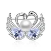POLIVA Freshwater Pearl Jewelry Cz 925 Sterling Silver Safety Pin Brooch Crystal Rhinestone Women Brooch