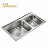 custom made japan style two bowl kitchen sinks foshan cheap modern 304 stainless steel undermount small double kitchen sink
