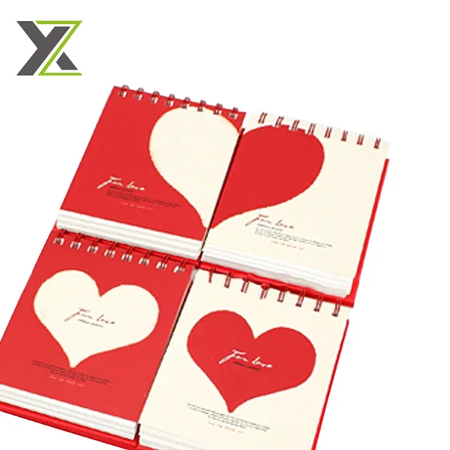 heart printed lovely hard cover journal spiral book