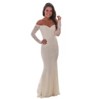 Fashion White Off Shoulder Maxi Evening Bridesmaid Wedding Dress