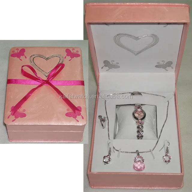 fashion jewelry diamond bracelet watch gift set with necklace