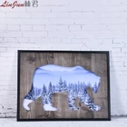 High quality 3D Bear wood art painting with frame
