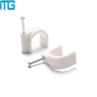 50 pack White round plastic cable wire clips cable management cord tie holder Nails in clamps tacks