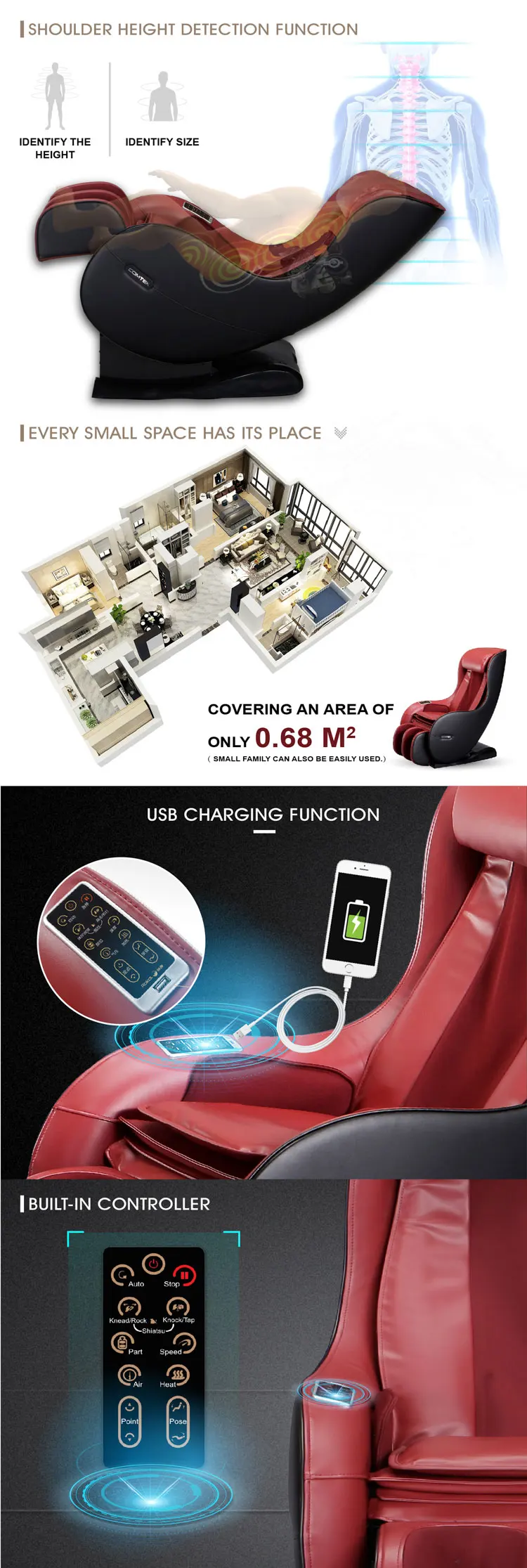 RK1900A new electronic massage sofa with zero gravity