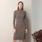 Autumn and Winter round neck pullover knitted 100% pure ladies cashmere dress