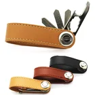 Hot selling top quality OEM double real leather key chain smart key holder organizer with bottle opener