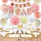 Umiss Paper Rose Baby Shower Decorations with OH Baby Letter Foil Balloon, Banner, Birthdays, Fiestas, Weddings and Holiday