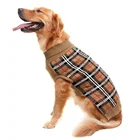 Classic Plaid Style Dog Sweater Puppy Festive Winter Clothes Cream Medium