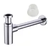 Brass Round Bottle P Trap tube, Basin Sink Waste Trap Drain Tube Kit Adjustable Height Chrome (chromium)