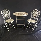 Vendita calda Handmade del Metallo di Ferro Pieghevole Antiruggine Francese Sedie E Tavoli Bistrot Giardino Set