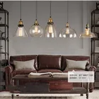 American Country Pendant Light Antique Industrial Lamps Glass Lampshade Edison Bulb Hotel Pendant Lamp