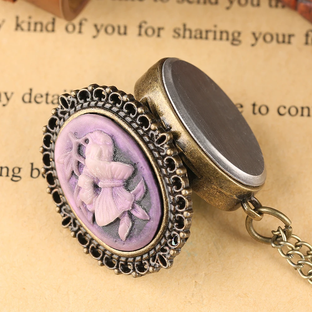 YISUYA Vintage Oval Pendant Pocket Watch Ladies Blue Rose Carving Quartz Clock Retro Women Necklace Mini Clock Watch Girl Boy (36)