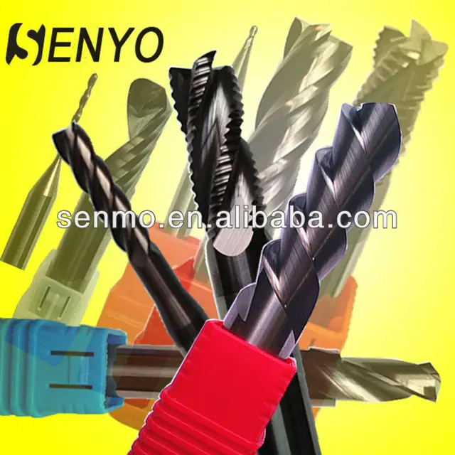 senyo carbide spiral down cut end mills 2 flute end mills for