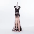 2018 China Wholesale Tulle Sexy Black Embroidery Women's Evening Dress