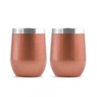 2 Sets Stainless Steel Wine Glasses 12 oz Wine Tumbler rose gold Stemless Wine Glass