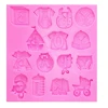 Yiwu 5pcs Baby clothes trailer hat letter cookie chocolate mold, cly sculpture DIY tools, cake fondant silicone moulds