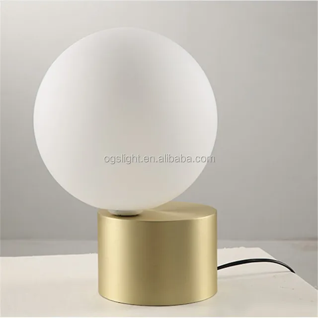 milk white glass ball lampshade table lamp beside lamp with