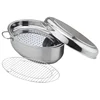 oval stainless steel turkey roaster cookware pan set with rack