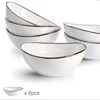 New arrivals cheap white glaezd boat shaped small rice ceramic bowl with gold rim