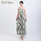 Modern Casual women bohemai print long dress design models sleeveless dress summer clothing