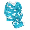 Wholesale 100% Cotton 2PCS Set Clothings Winter Series Kids Children Boys Girls Warm Long Sleeve Pajama Set