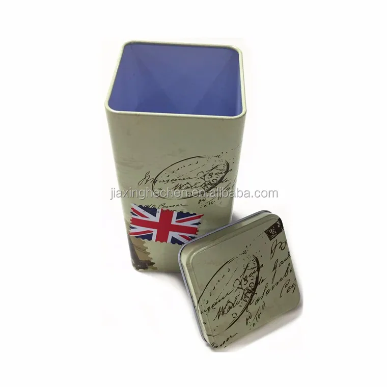 tall colorful tea food grade tin box