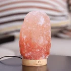 Amazon popular Crystal Polished giant himalayan cristal salt lamps led lights for salt lamp with Wooden Base