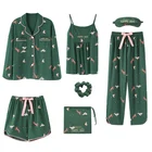 7 piece pajama cheap china wholesale clothing ladies nightwear for women wholesale nightshirts green cartoon