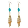 Boho style pure natural conch turquoise drop earrings