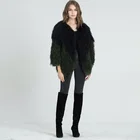 Fashionable Long Sleeve Ladies Mongolian Lamb Black Fur Coat