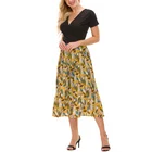 Women Contrast Audrey Dress Floral Party Vintage Wrap Retro Dress