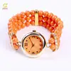 Costume jewelry 3 rows glass bead charm watch for ladies watches