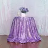 Light Purple Sparkle Sequin Table Cover Round Lavender Sequin Tablecloth for Birthday Party Decor