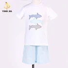 Summer Fashion Cotton Knitted Fish pattern baby Clothing Boys Toddler Clothes Set
