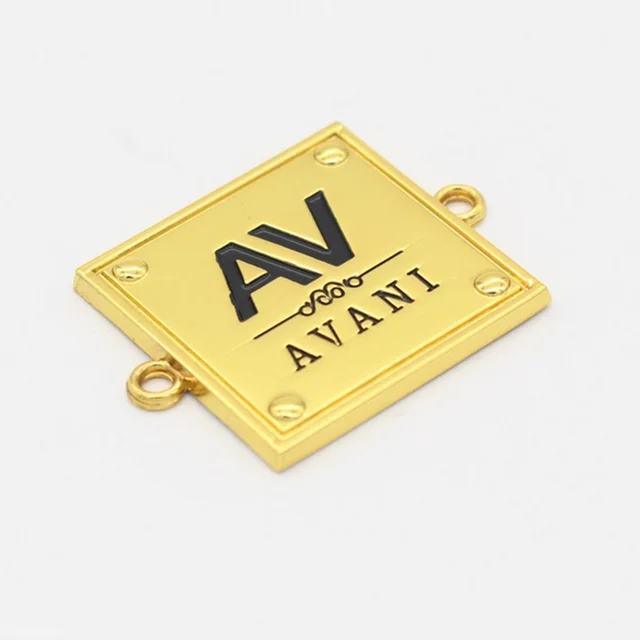 Wholesale Garment Accessory OEM Items High Grade Hand Sewn Type Custom Gold Metal Brand Letter Logo Plate For Jeans