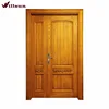 Ash wood simple carving Indian main entry one and half double doors Kerala house design