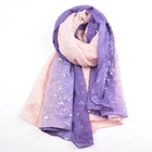 Wholesale 2020 latest pure girls cotton gauze scarf stylish plain silver foil print gradient women tudung hijab