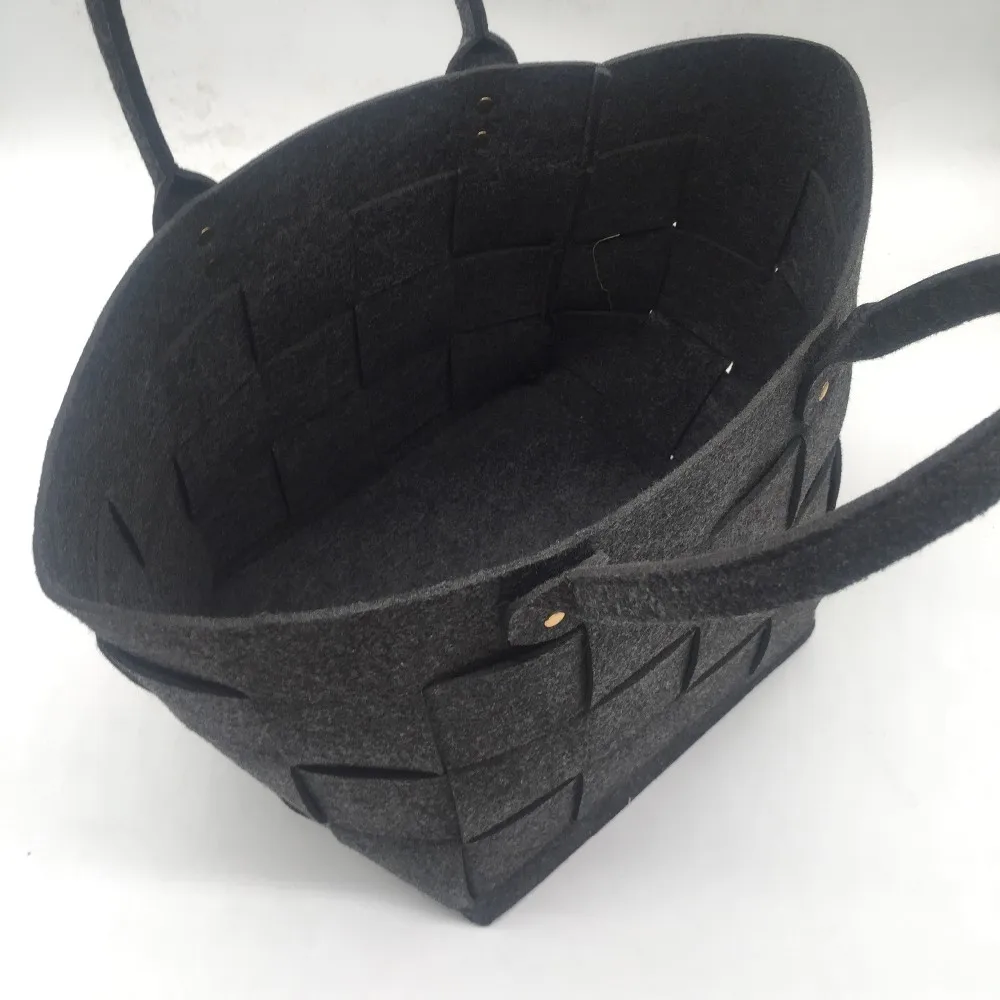 tote weaving storage basket with leather envelope and handlesize