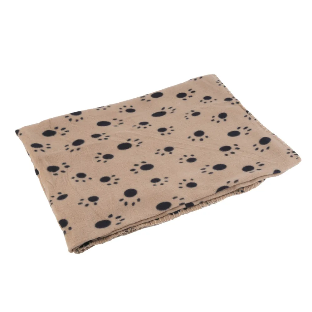 Cute Pet Puppy Dog Cat Blanket Paw Prints Soft Warm Fleece Mat Bed Cover (Color: Gray(S,M), Light Brown(L) )