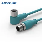 M12 cable circular connector A B D X code m12 cable connector male to female 90 degrees canbus IP67 waterproof