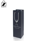 Wholesale Customized 250gsm Black Wine Bottle Paper Bag for Gift