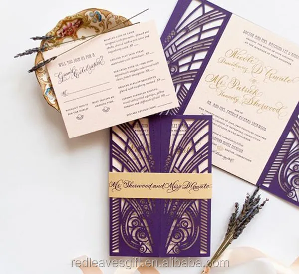 lasert cut gift card black wedding invitation card