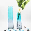 Home Decor Oem 24CM 34CM Ocean Blue Round Tall Glass Flower Vase Set