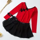 Wholesale Chinese Style Kids Girls Cotton Leotard Chiffon Skirt Ballet Set