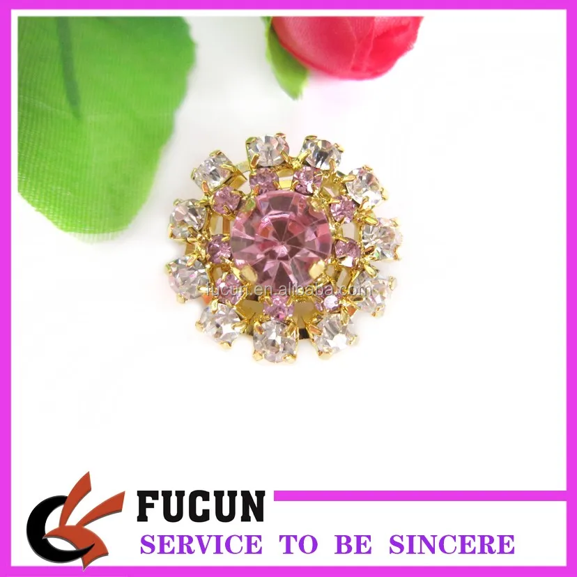 cute small gold plated clear crystal wedding brooch pin