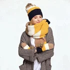 Wholesale customized knitting hat and scarf sets scarf hat glove sets