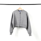 Zip front winter sweater coat women with knitting from cotton and silk