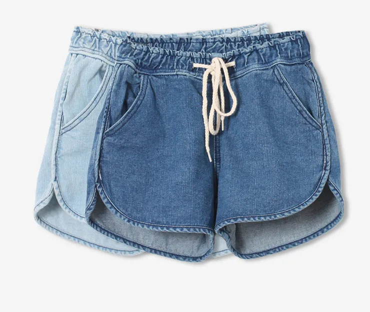 2015 summer latest high waist arc bottom denim casual loose shorts Korea style women solid slim hot shorts